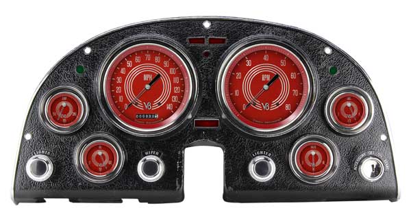 CO63V8RS - Classic Instruments '63-'67 Corvette Package V8 Red Steelie Speedometer Tachometer Fuel Temperature Volts Oil Pressure Gauges