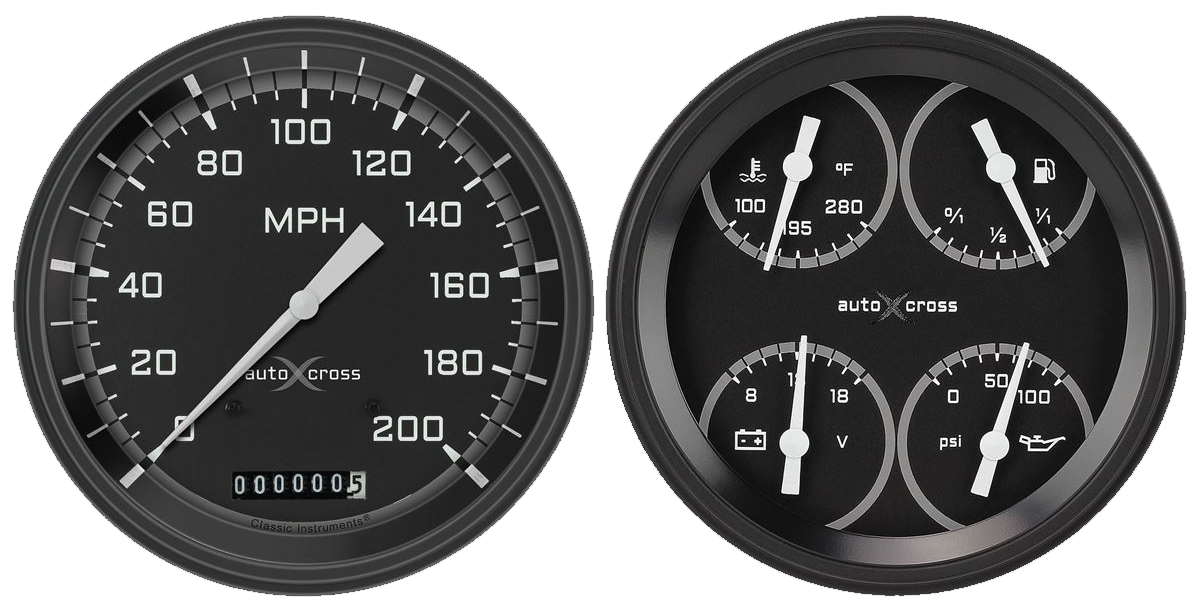 CT47AXG52 - Classic Instruments 1947 -'53 Chevy Truck Package AutoCross Gray Speedometer QUAD