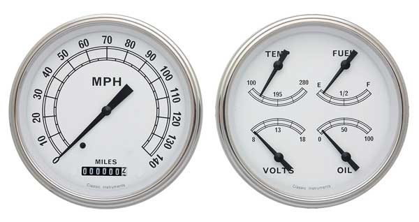 CT47CW52 - Classic Instruments 1947 -'53 Chevy Truck Package Classic White Speedometer QUAD