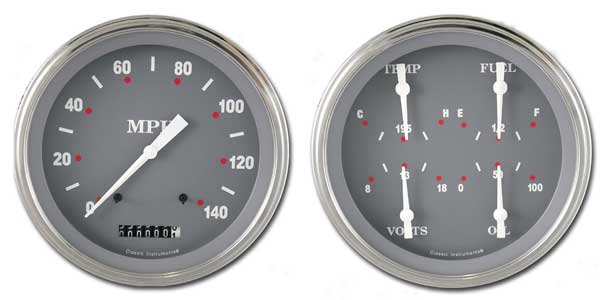 CT47SG52 - Classic Instruments 1947 -'53 Chevy Truck Package Silver Gray Speedometer QUAD