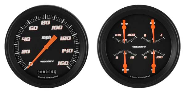 CT47VSB52 - Classic Instruments 1947 -'53 Chevy Truck Package Velocity Black Speedometer QUAD