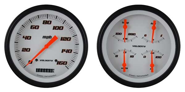 CT47VSW52 - Classic Instruments 1947 -'53 Chevy Truck Package Velocity White Speedometer QUAD