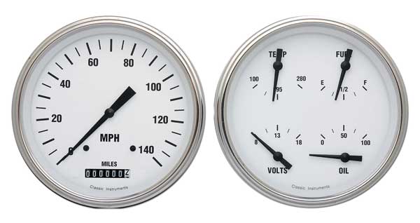 CT47WH52 - Classic Instruments 1947 -'53 Chevy Truck Package White Hot Speedometer QUAD