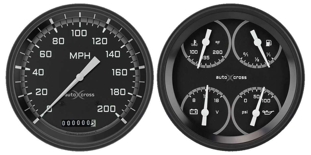 CT54AXG52 - Classic Instruments 1954-55 Chevy Car Package AutoCross Gray Series Speedometer Quad