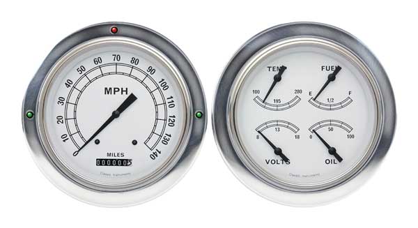 CT54CW52 - Classic Instruments 1954-55 Chevy Car Package Classic White Series Speedometer Quad