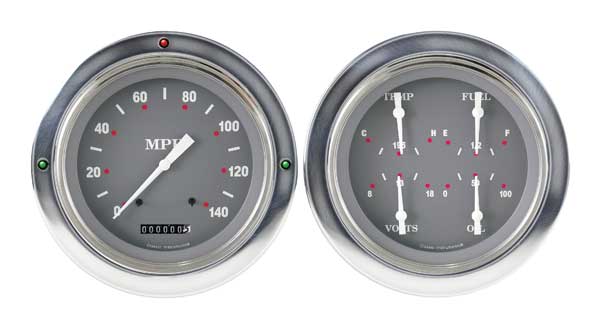 CT54SG52 - Classic Instruments 1954-55 Chevy Car Package Silver Gray Series Speedometer Quad