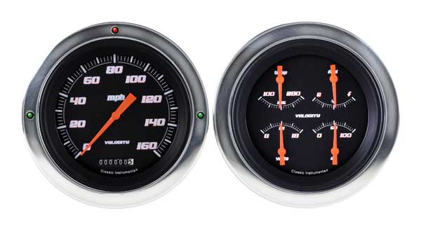CT54VSB52 - Classic Instruments 1954-55 Chevy Car Package Velocity Black Series Speedometer Quad