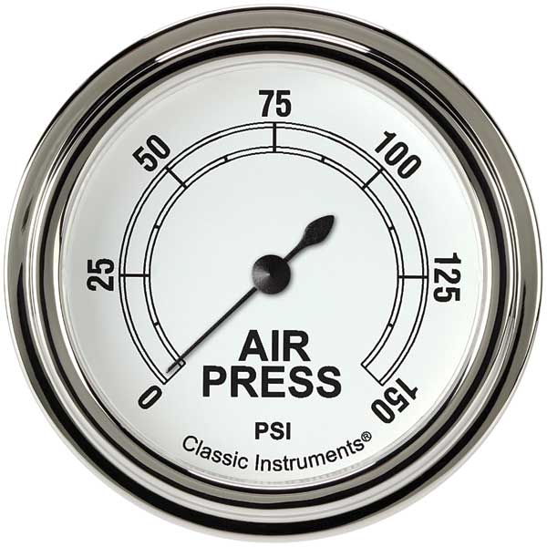 CW318SLF - Classic Instruments Classic White Air Pressure Gauge 150PSI