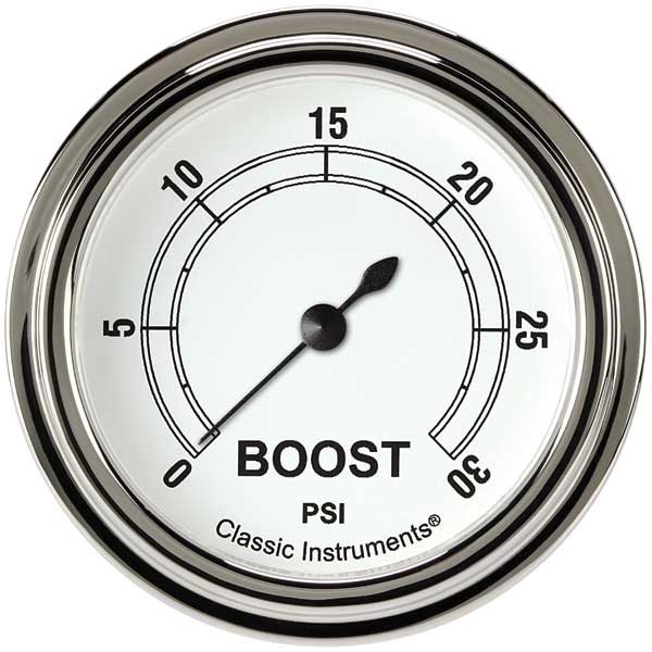 CW342SLF - Classic Instruments Classic White Boost Gauge 30PSI