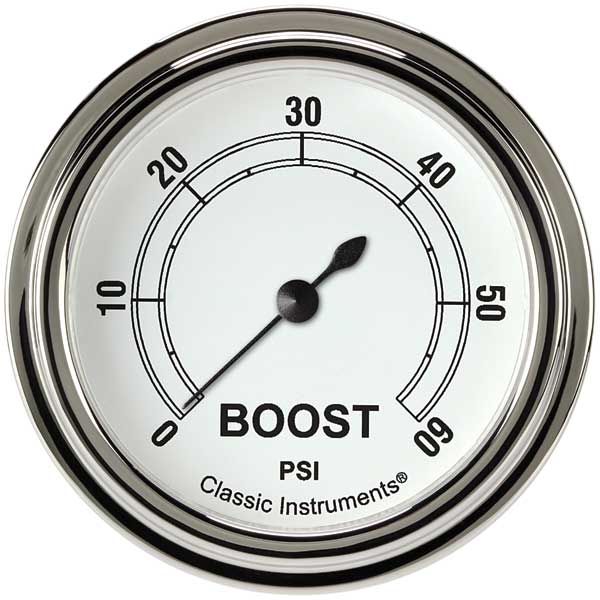 CW343SLF - Classic Instruments Classic White Boost Gauge 60PSI