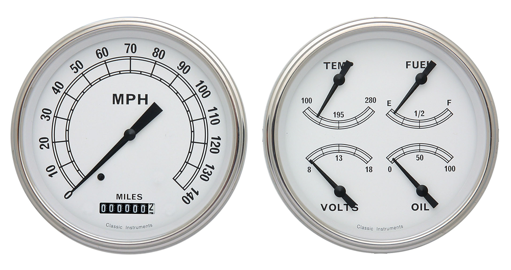 CW52SLF - Classic Instruments Classic White 2 gauge set Speedometer Quad