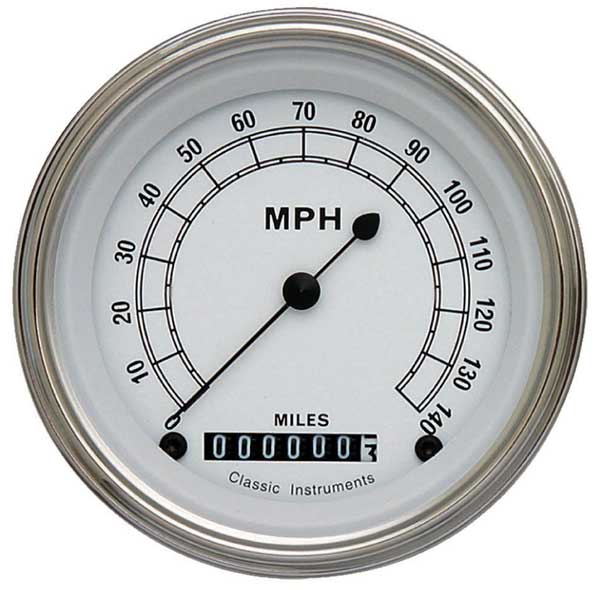 CW55SLF - Classic Instruments Classic White Speedometer 140 MPH
