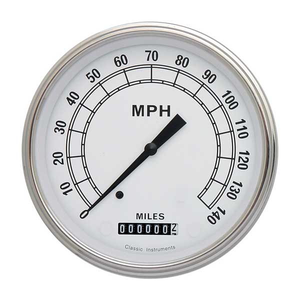 CW56SLF - Classic Instruments Classic White Speedometer 140 MPH