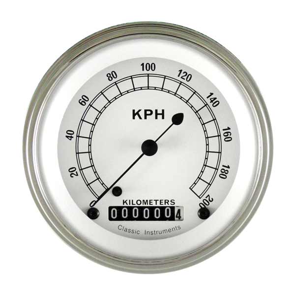 CW59SLF - Classic Instruments Classic White Speedometer 200 kph
