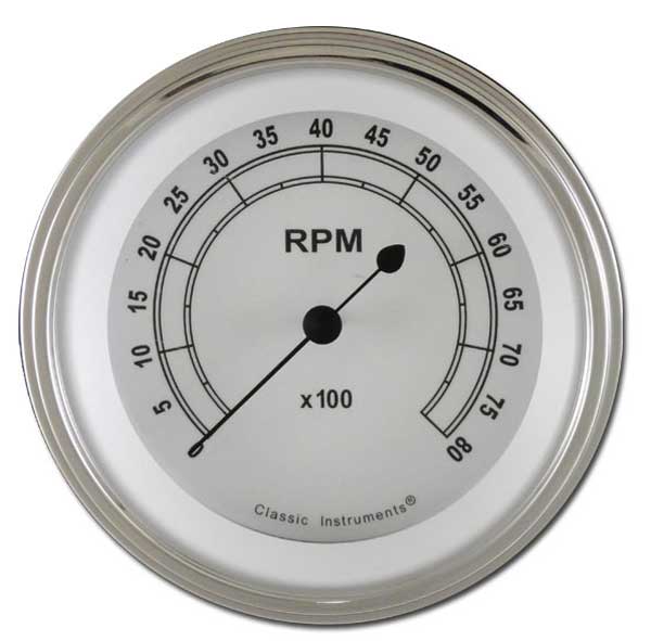 CW80SLF - Classic Instruments Classic White Tachometer 8000 RPM