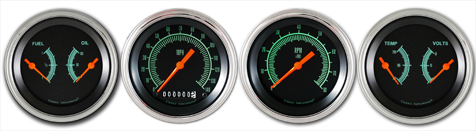 GS05SLF - Classic Instruments G-Stock 4 gauge set Speedometer Tachometer Fuel-Oil Temp-Volt