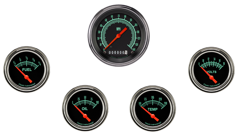 GS200SLF - Classic Instruments G-Stock 5 gauge set Speedometer Fuel Oil Pressure Temperature Volt