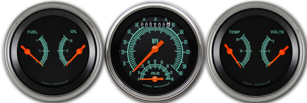 GS34SLF - Classic Instruments G-Stock 3 gauge set Ultimate-Speedometer-Tachometer) Fuel-Oil Temp-Volt