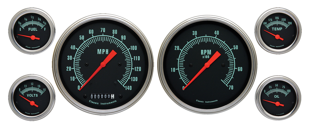 GS51SLF - Classic Instruments G-Stock 6 Gauge Set Speedometer Tachometer Fuel Temperature Volt Oil