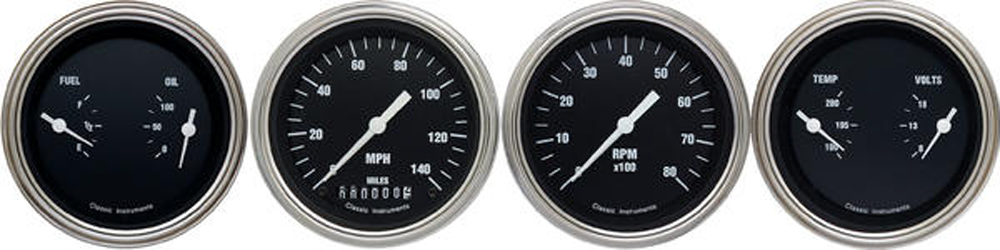 HR05SLF - Classic Instruments Hot Rod 4 gauge set Speedometer Tachometer Fuel-Oil Temp-Volt