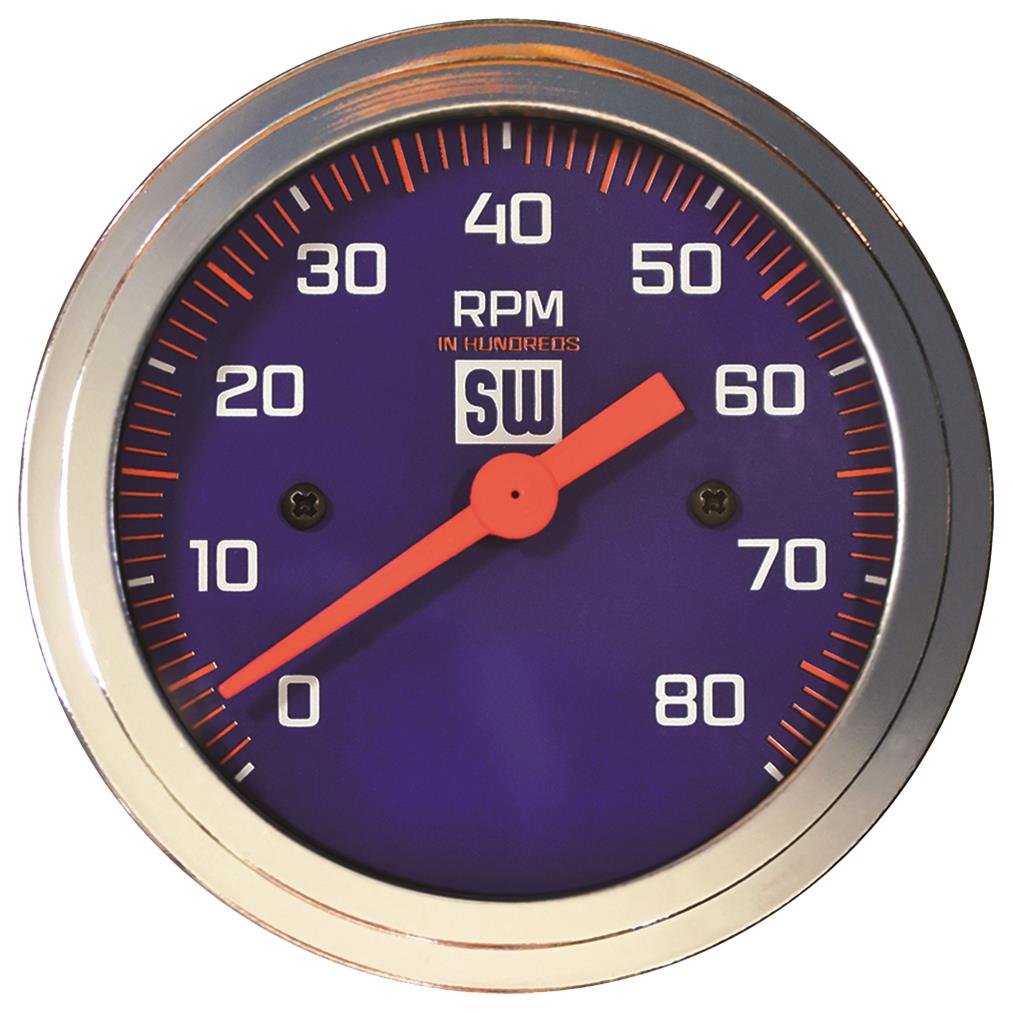 838430-Stewart Warner Tachometer 0-8000 RPM Electrical Catalina Series