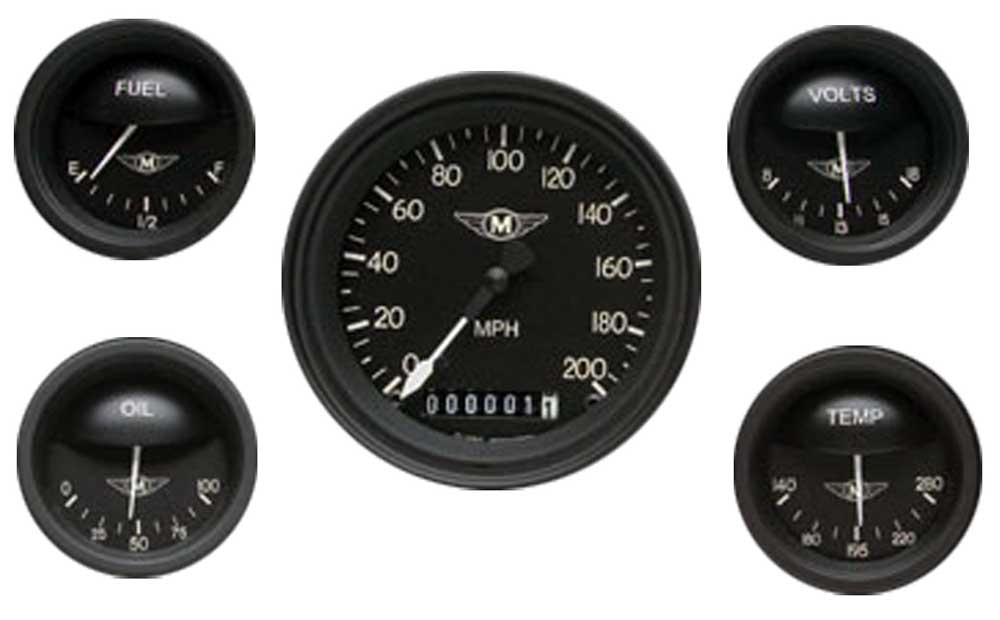 MA00BLF - Classic Instruments Moal Bomber 5 gauge set Speedometer fuel temperature volt oil pressure