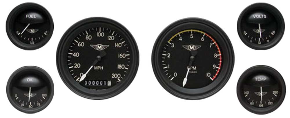 MA01BLF - Classic Instruments Moal Bomber 6 gauge set Speedometer Tachometer fuel temperature volt oil pressure