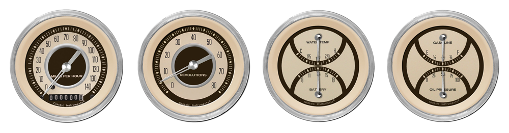 NT05SHC - Classic Instruments Nostalgia VT 4 gauge set Speedometer Tachometer Fuel-Oil Temp-Volt