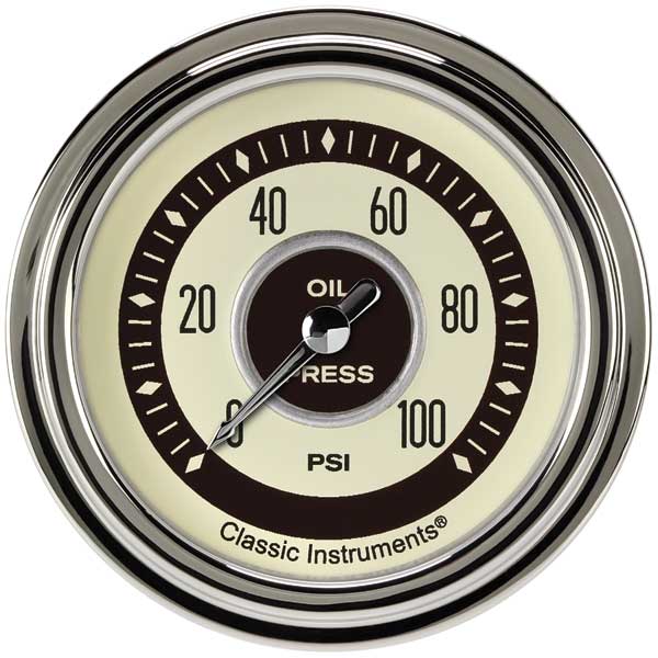 NT381SLC - Classic Instruments Nostalgia VT Oil Pressure Gauge 100PSI