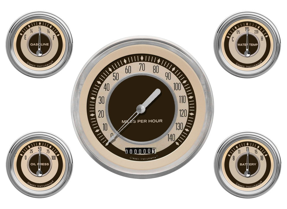 NT54SLC - Classic Instruments Nostalgia VT 5 gauge set Speedometer Fuel Temperature Volt Oil