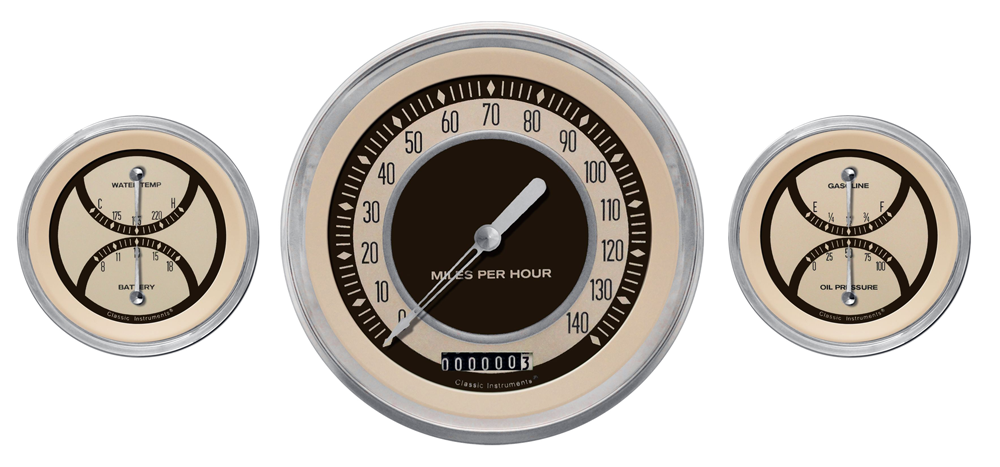 NT64SLC - Classic Instruments Nostalgia VT 3 gauge set Speedometer Fuel-Oil Temp-Volt