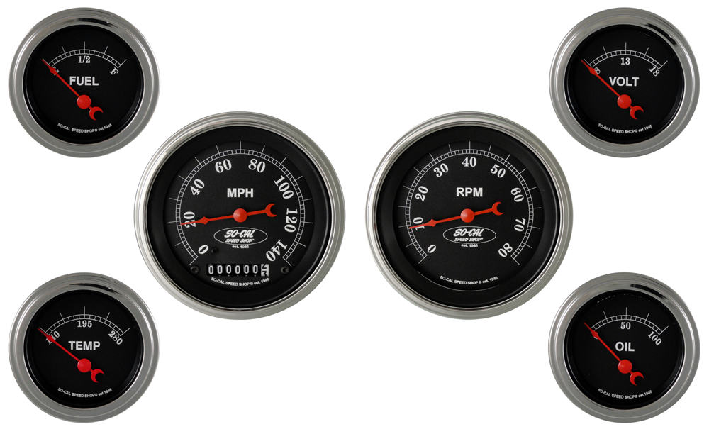 SC01SLC - Classic Instruments So-Cal 6 gauge set Speedometer Tachometer fuel temperature volt oil pressure