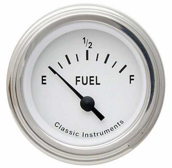 TE12WSLF - Classic Instruments Tetra Series White FUEL gauge (0-90 ohm)