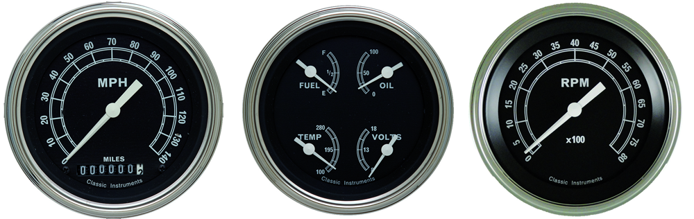 TR03SLF - Classic Instruments Traditional 3 gauge set Speedometer Tachometer Quad