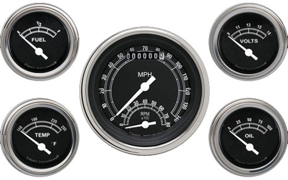 TR35SLF - Classic Instruments Traditional 5 gauge set Ultimate Fuel Temperature Volt Oil