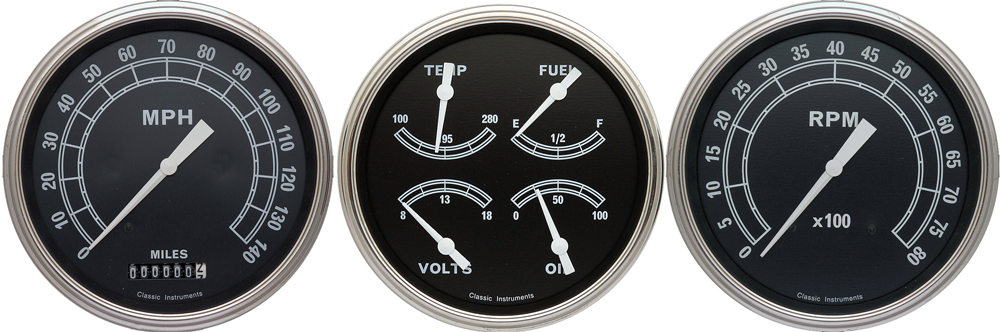 TR53SLF - Classic Instruments Traditional 3 gauge set Speedometer Tachometer Quad