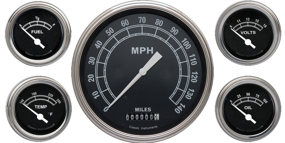 TR54SLF - Classic Instruments Traditional 5 gauge set Speedometer Fuel Temperature Volt Oil