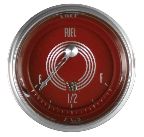 V8RS09SHC - Classic Instruments V8 Red Steelie Fuel Gauge 240-33 ohm