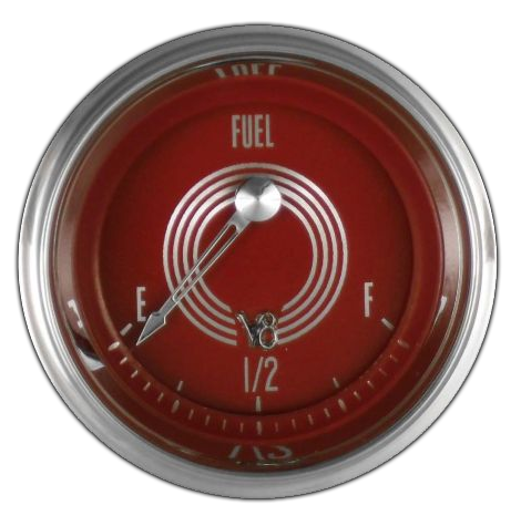 V8RS14SHC - Classic Instruments V8 Red Steelie Fuel Gauge 0-30 ohm