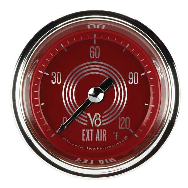 V8RS199SHC - Classic Instruments V8 Red Steelie Outside Air Temperature Gauge