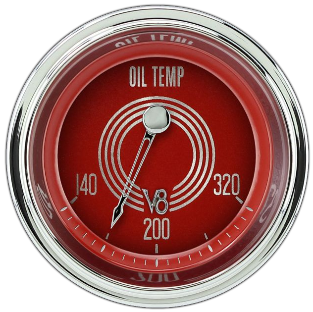 V8RS28SHC - Classic Instruments V8 Red Steelie Fuel Gauge 240-33 ohm