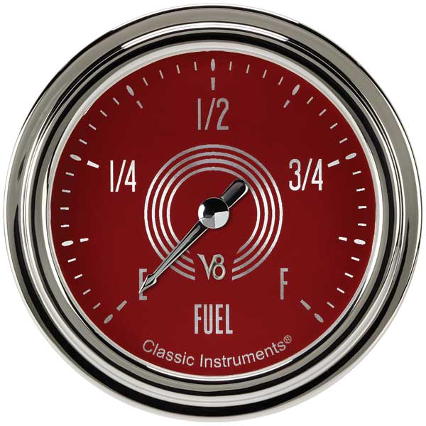 V8RS309SLC - Classic Instruments V8 Red Steelie Fuel Pressure Gauge