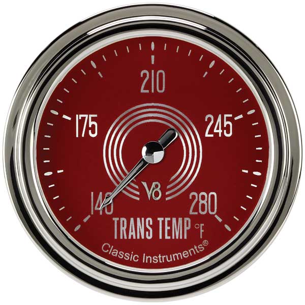 V8RS327SLC - Classic Instruments V8 Red Steelie Transmission Temperature Gauge