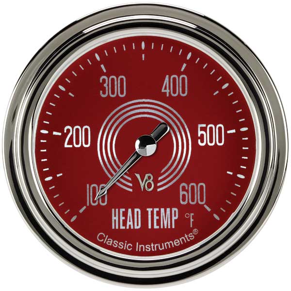 V8RS397SLC - Classic Instruments V8 Red Steelie Cylinder Head Temperature Gauge