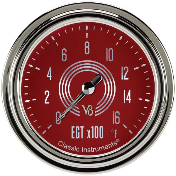 V8RS398SLC - Classic Instruments V8 Red Steelie Exhaust Gas Temperature Gauge Pyrometer