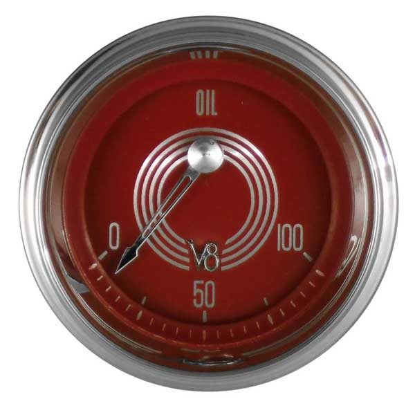 V8RS81SHC - Classic Instruments V8 Red Steelie Oil Pressure Gauge