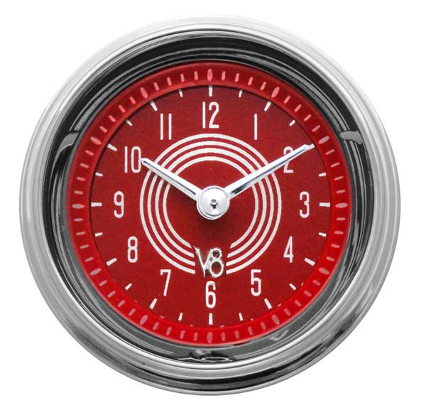 V8RS90SHC - Classic Instruments V8 Red Steelie Clock
