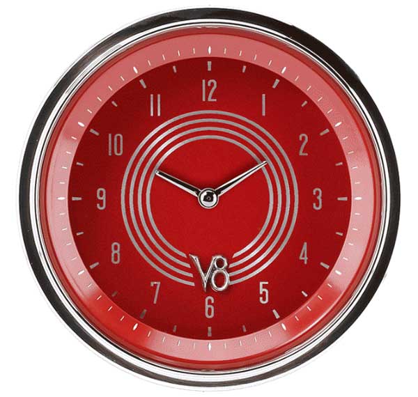 V8RS93SHC - Classic Instruments V8 Red Steelie Clock