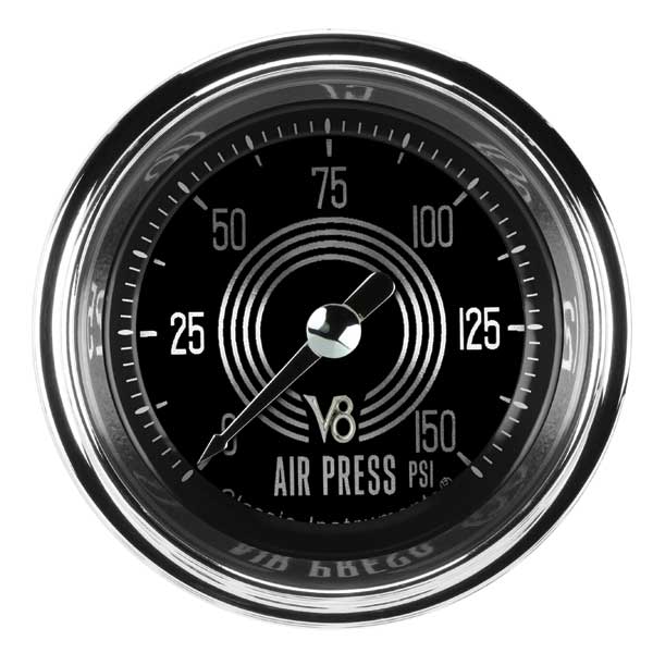 V8SR118SHC - Classic Instruments V8 Speedster Series Air Pressure Gauge 150PSI