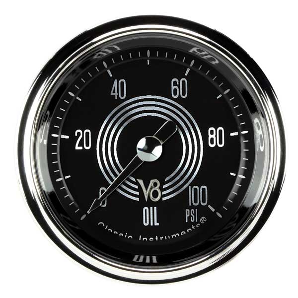 V8SR181SHC - Classic Instruments V8 Speedster Series Oil Pressure Gauge 100PSI